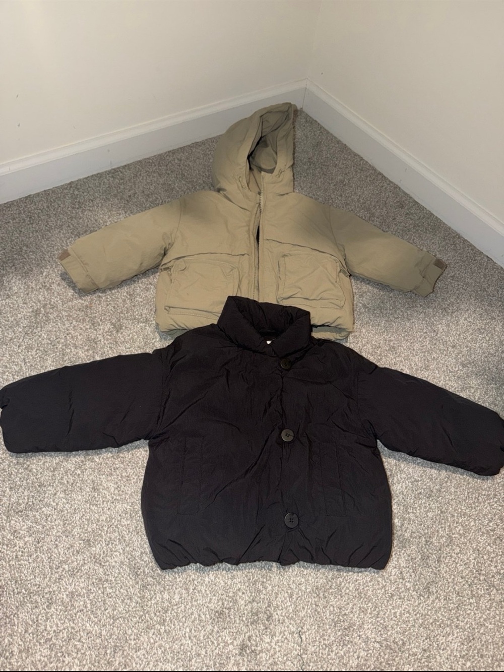 Zara Kids Puffer Jacket - Black and Beige